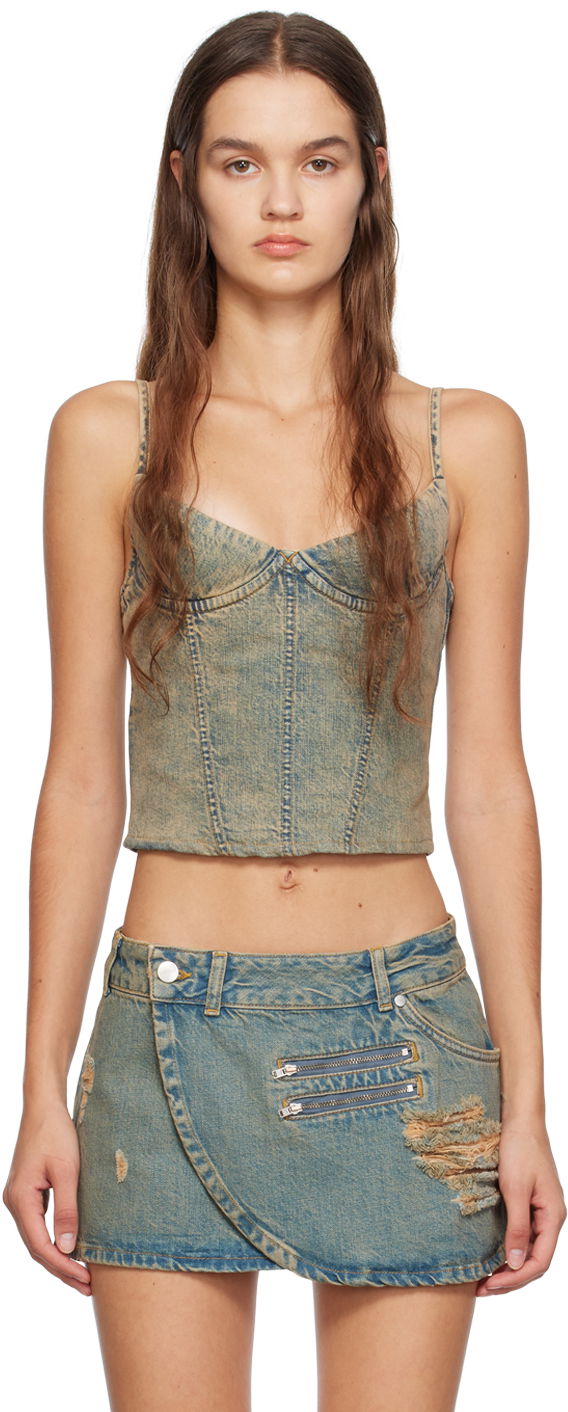 Спідниця Miaou Miaou Kiko Denim Tank Top Синій | 7075SD4GAD