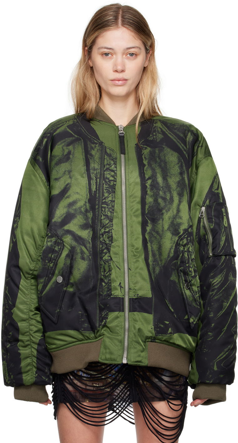 Куртка бомбер Jean Paul Gaultier Jean Paul Gaultier Trompe L'œil Print Bomber Jacket Зелений | 24/30-F-BL046-C538-4100
