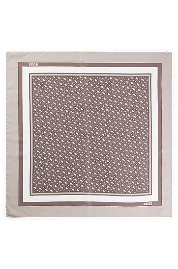 Шарф BOSS BOSS Printed Silk Twill Scarf бежевий | 50536118
