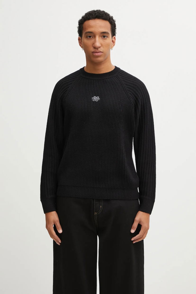 Cветр Filling Pieces Ribbed Knit Raglan Sweater чорний | 422575500261
