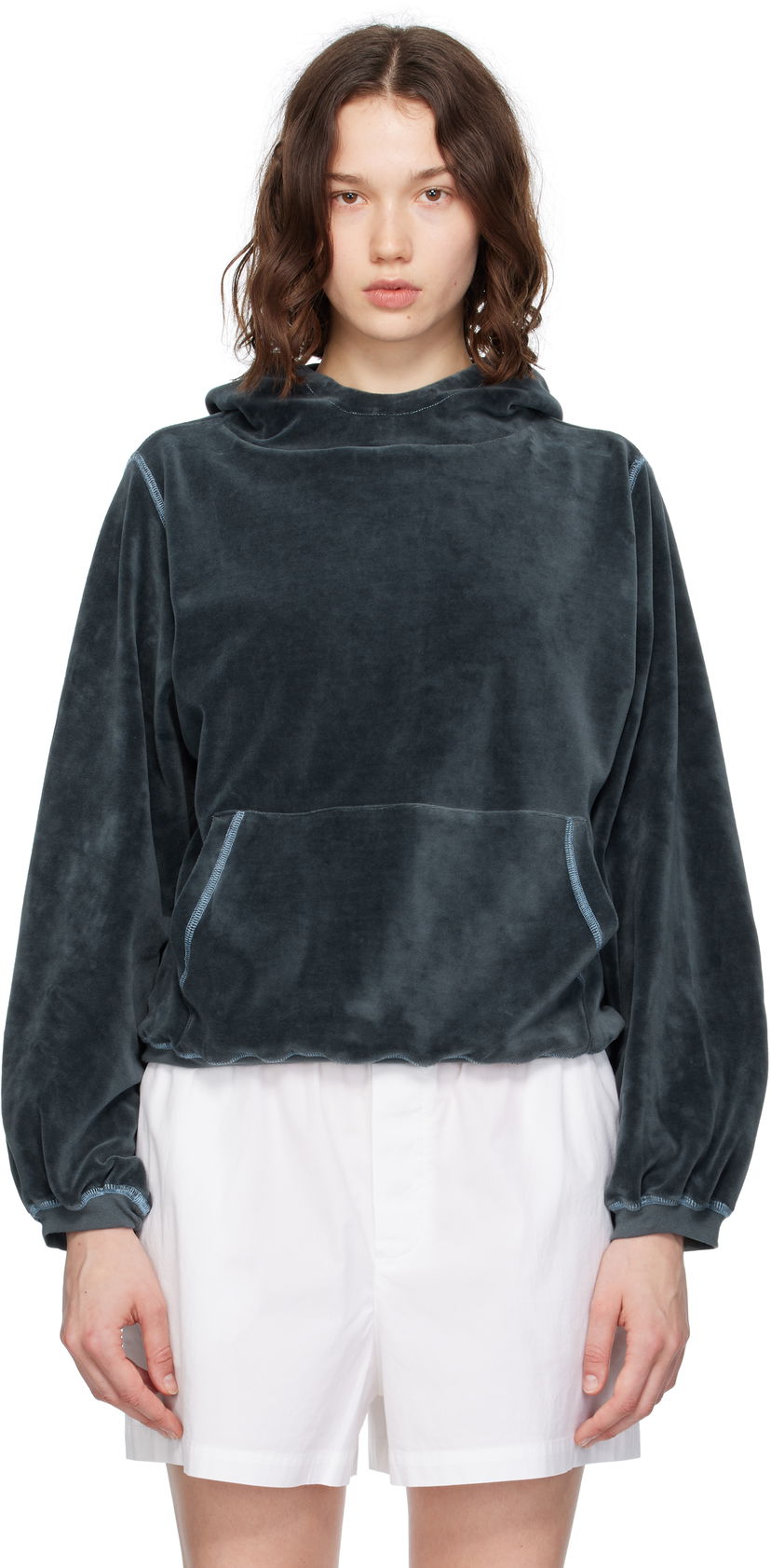 Світшоти Baserange Baserange Pillow Velour Hoodie Сірий | FPIH-VE-SU25