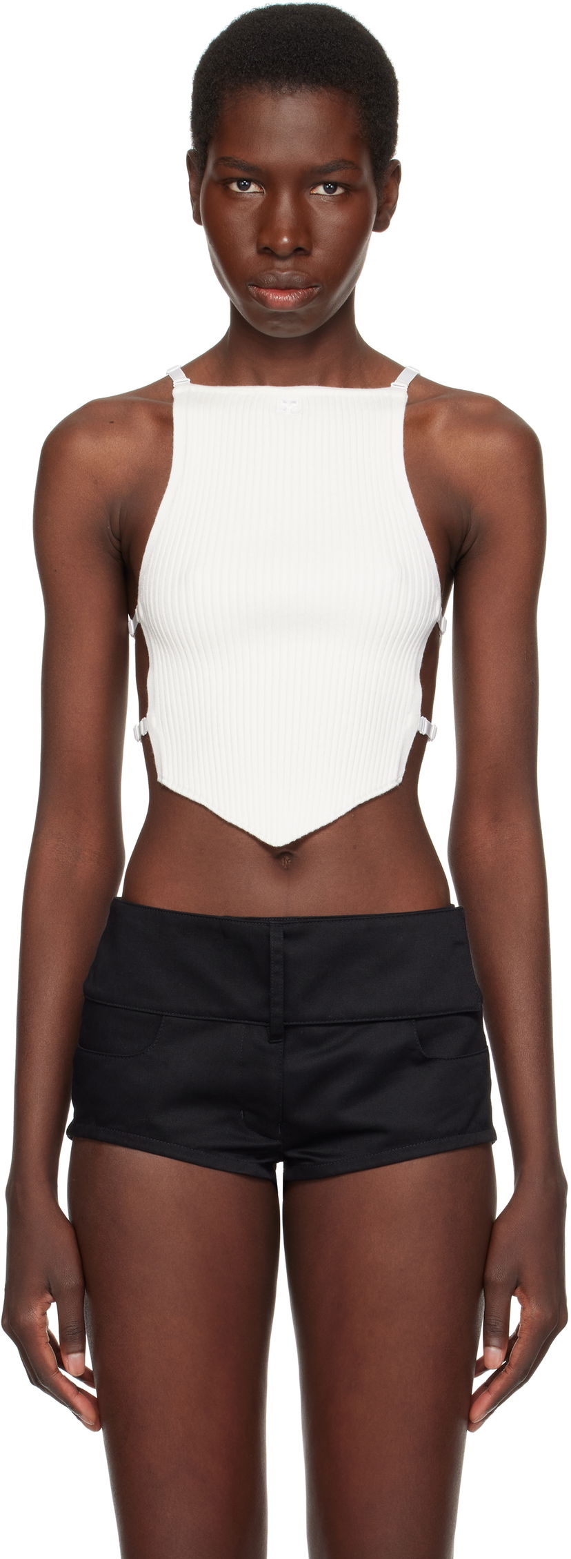Безрукавка Courrèges Courrèges Lingerie Detail Pointy Tank Top білий | 125MTO383FI0001