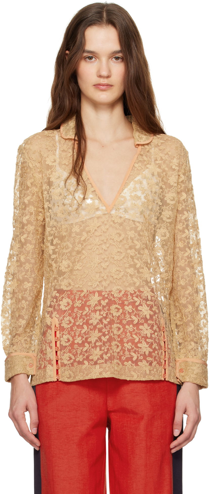 Сорочка Bode Lace Blouse бежевий | WRF24SH005