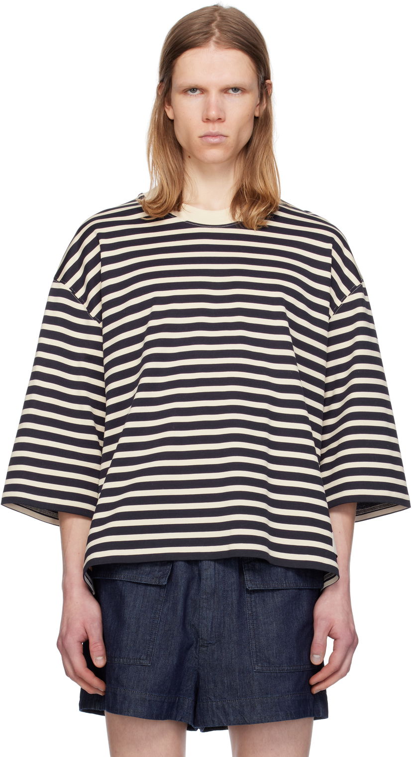 Футболка AMI AMI Paris Loose Fit Striped T-Shirt чорний | UTS056.JE0121
