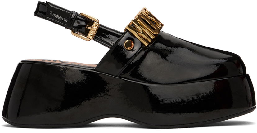 Аксесуари Moschino Moschino Maxi Lettering Wedge Mules чорний | MA10307I1I MH5 000