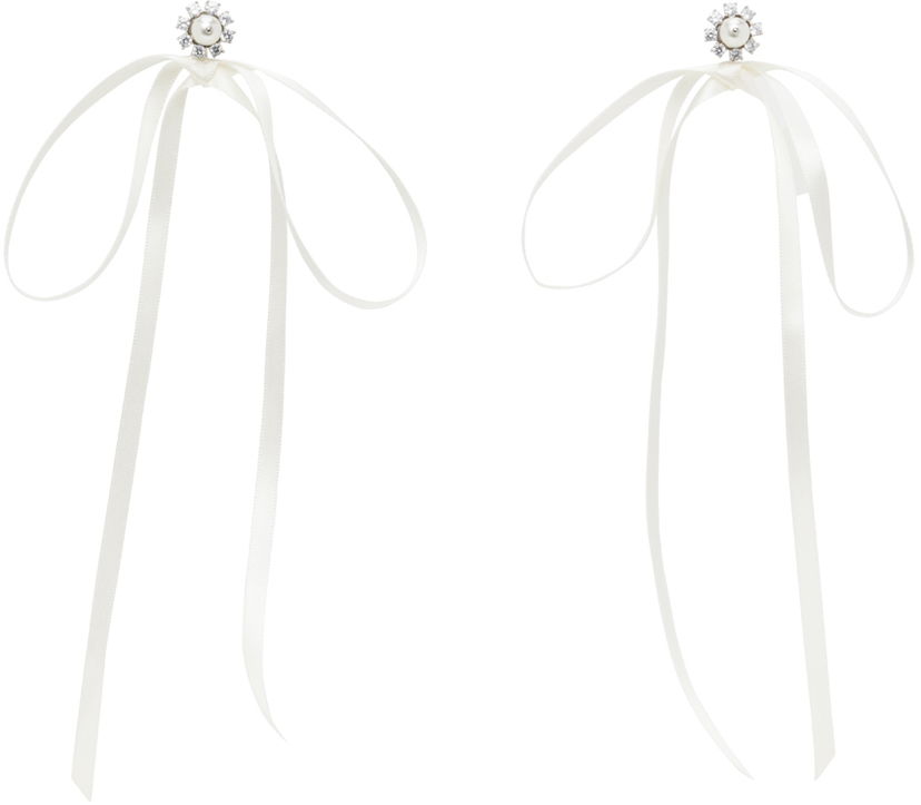 Сережки Simone Rocha Simone Rocha Double Ended Daisy Bow Ribbon Earrings білий | ERG497 0906