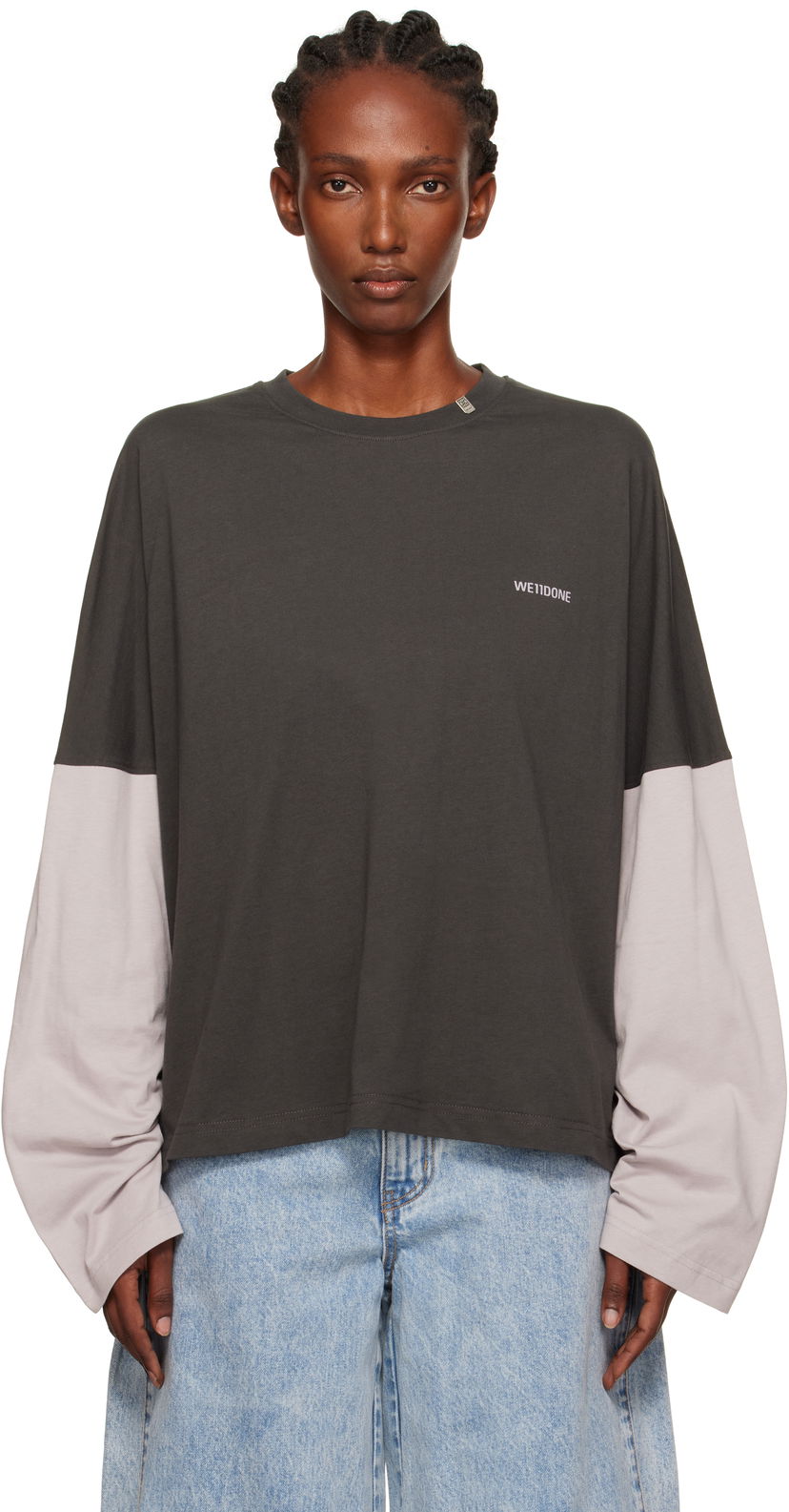 Футболка We11done Coding Long-Sleeved Layered T-shirt Різнокольоровий | WD-TT2-25-736-U-GY