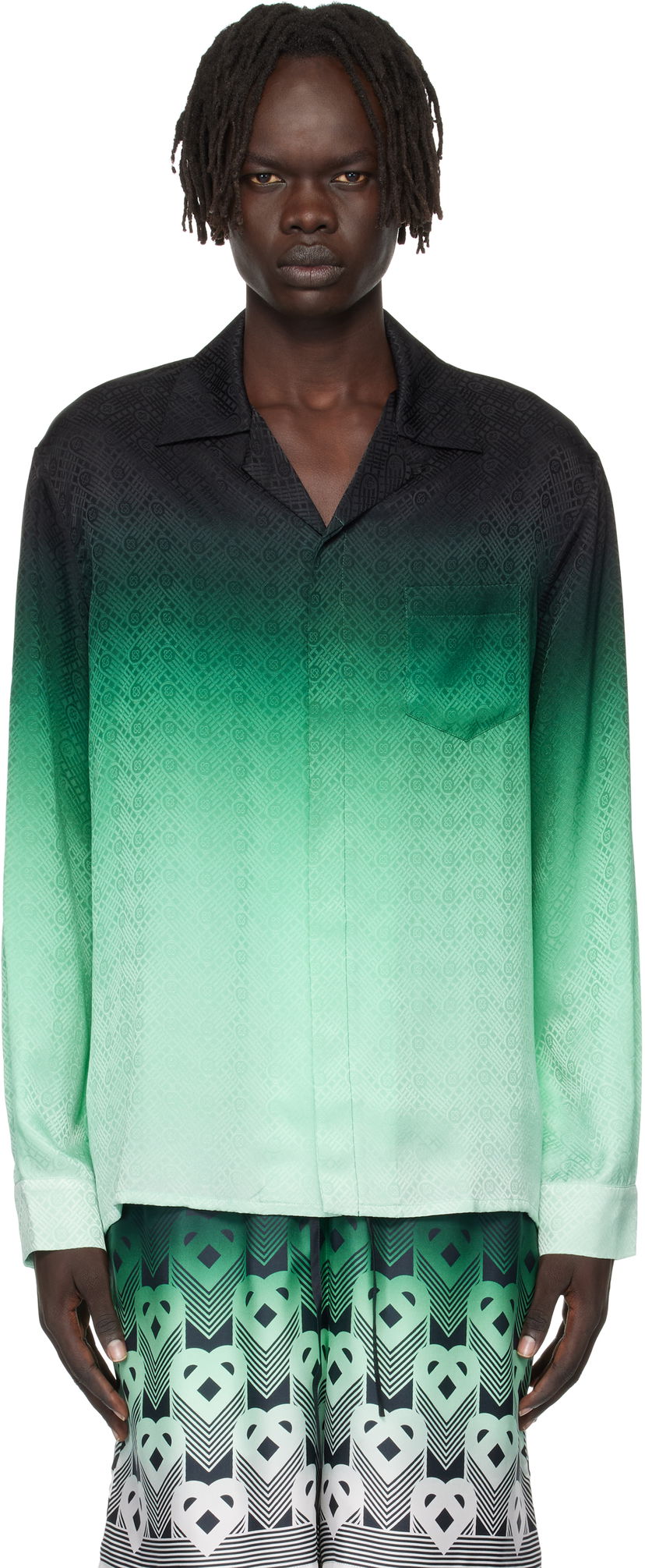 Сорочка Casablanca Casablanca Ping Pong Silk Long Sleeve Shirt Зелений | U-MPF25-SH-006-03