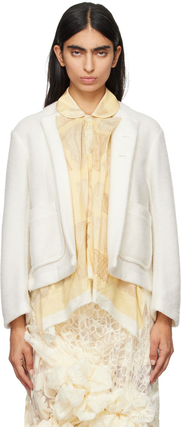 Куртка Comme des Garçons Comme Des Garçons Wool & Cotton Silk Lawn Print Jacket білий | TN-J004-051