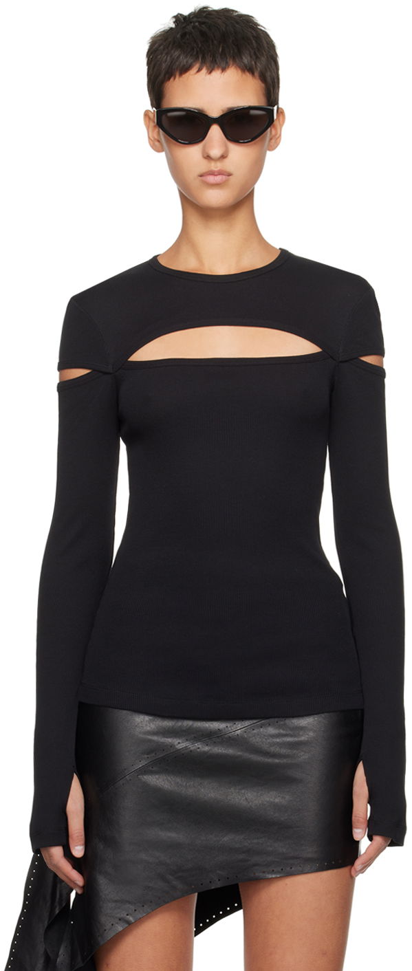 Cветр Helmut Lang Helmut Lang Slash Long Sleeve T-Shirt чорний | N09HW509