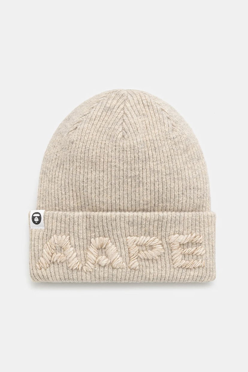 Шапка AAPE by A Bathing Ape AAPE Main Knit Beanie бежевий | AAPHTM5291XXN