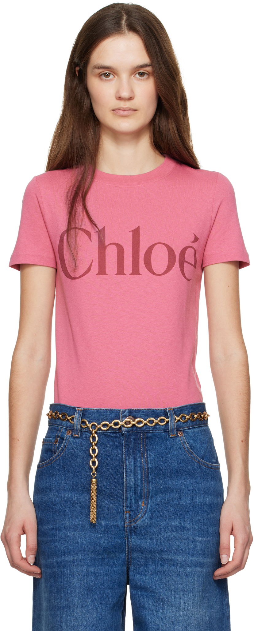 Футболка CHLOÉ Chloé Baby Fit Logo T-Shirt Рожевий | CH25SJH08192