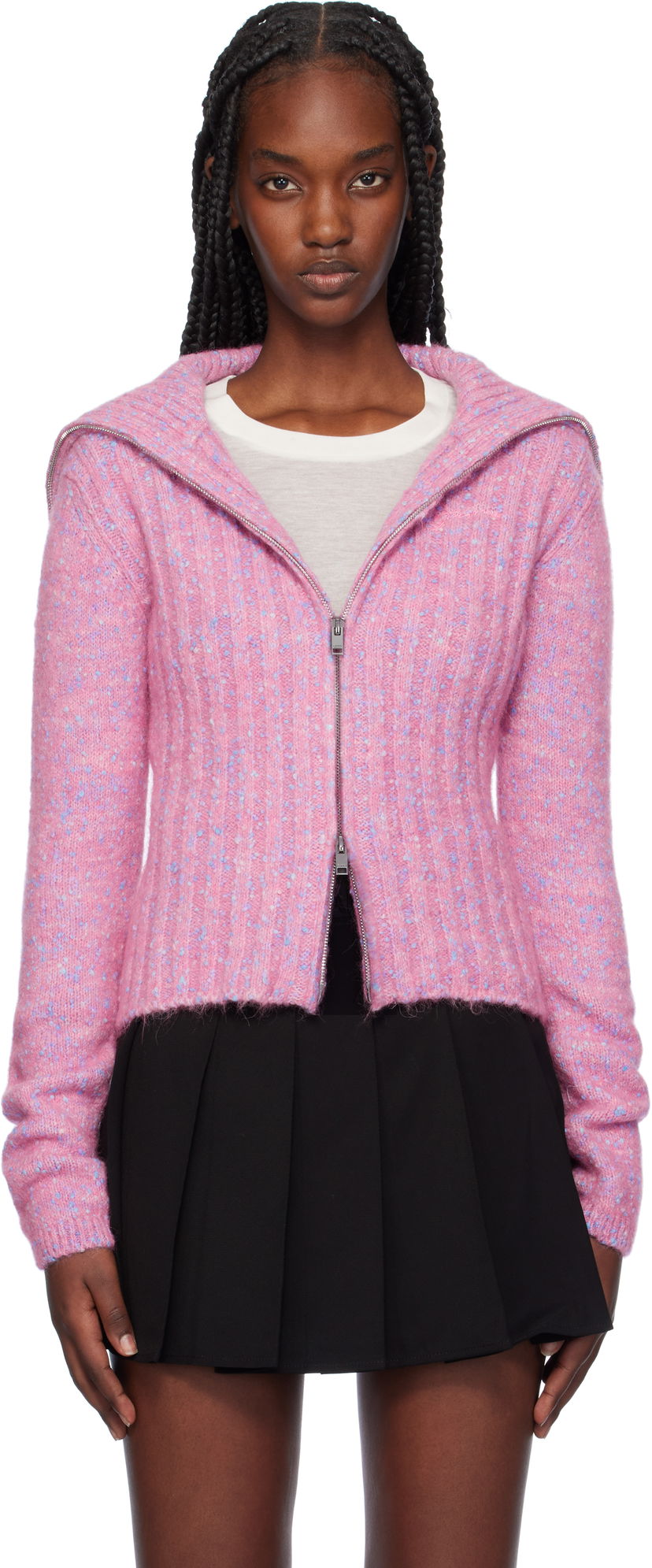 Cветр GANNI Speckled Knit Zip Cardigan Рожевий | K2331