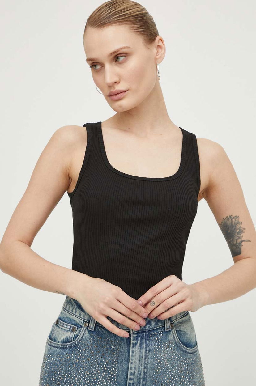 Безрукавка Samsoe Samsoe Samsoe Samsoe SAAMANZA Ribbed Square Neck Tank Top чорний | F10000006