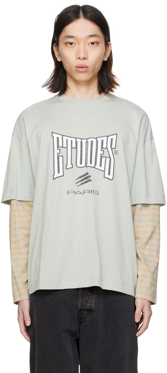 Футболка Études Études Boxing Pigeon Long Sleeve T-Shirt Зелений | E24MM182A00741