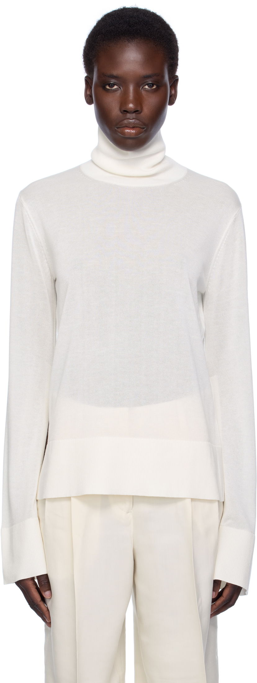 Cветр TOTEME TOTEME Slit Sleeve Turtleneck білий | 253-WRT0535-YA0079