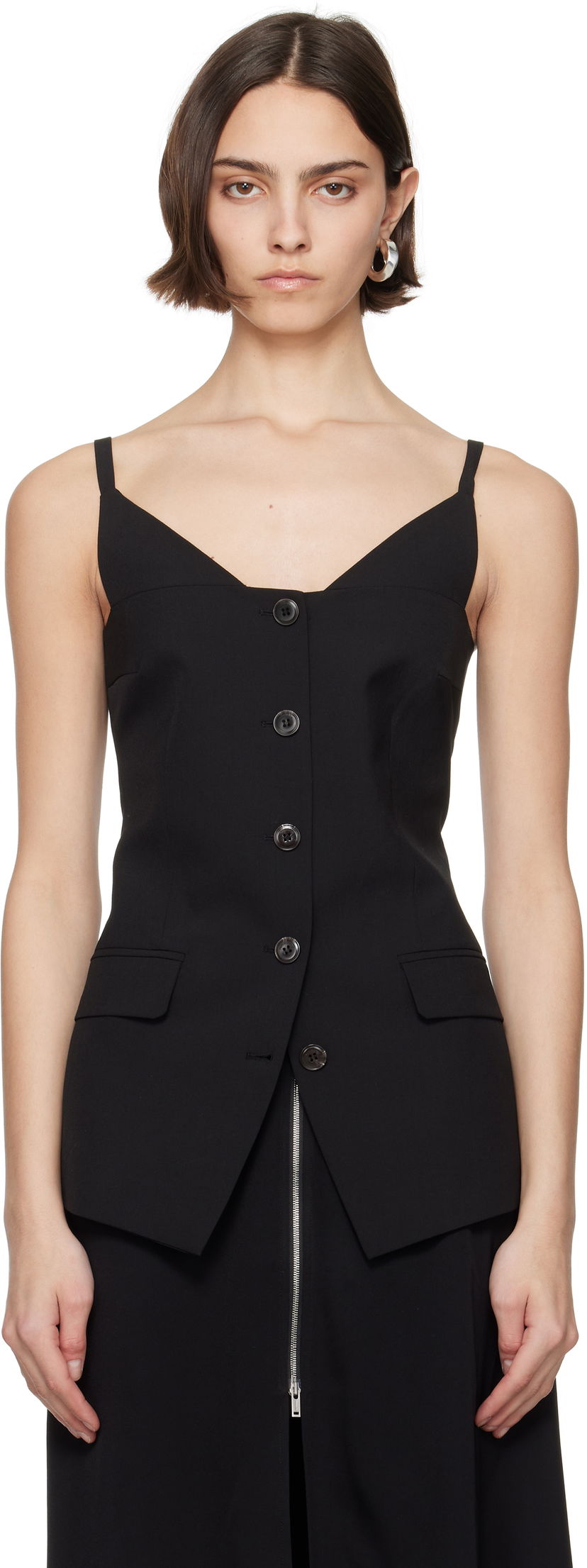 Жилет Nanushka Nanushka Cinda Sleeveless Button-Up Top чорний | NW25SSTP25299