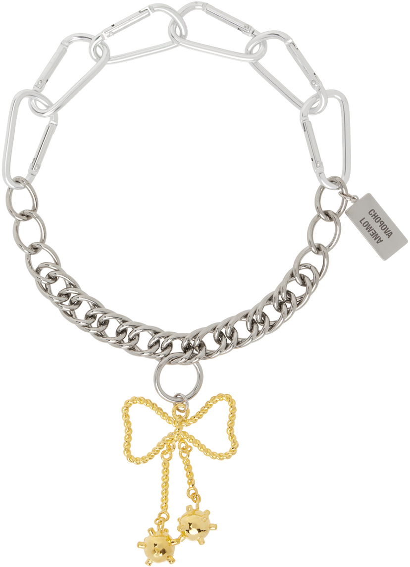 Кольє Chopova Lowena Metal Chain Necklace With Bow Pendant Металік | 6524