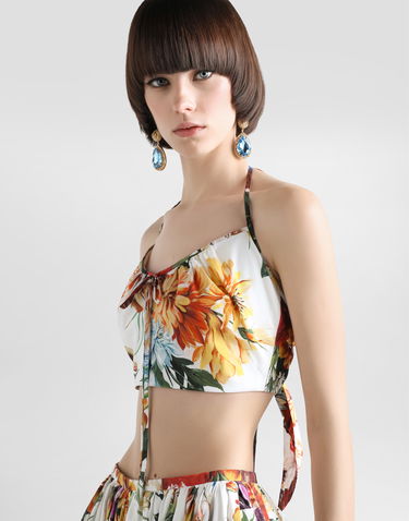 Кроп-топи Dolce & Gabbana Dolce & Gabbana Flower-Print Halter Poplin Crop Top Різнокольоровий | F7BB7THS5TRHA5PC, 3