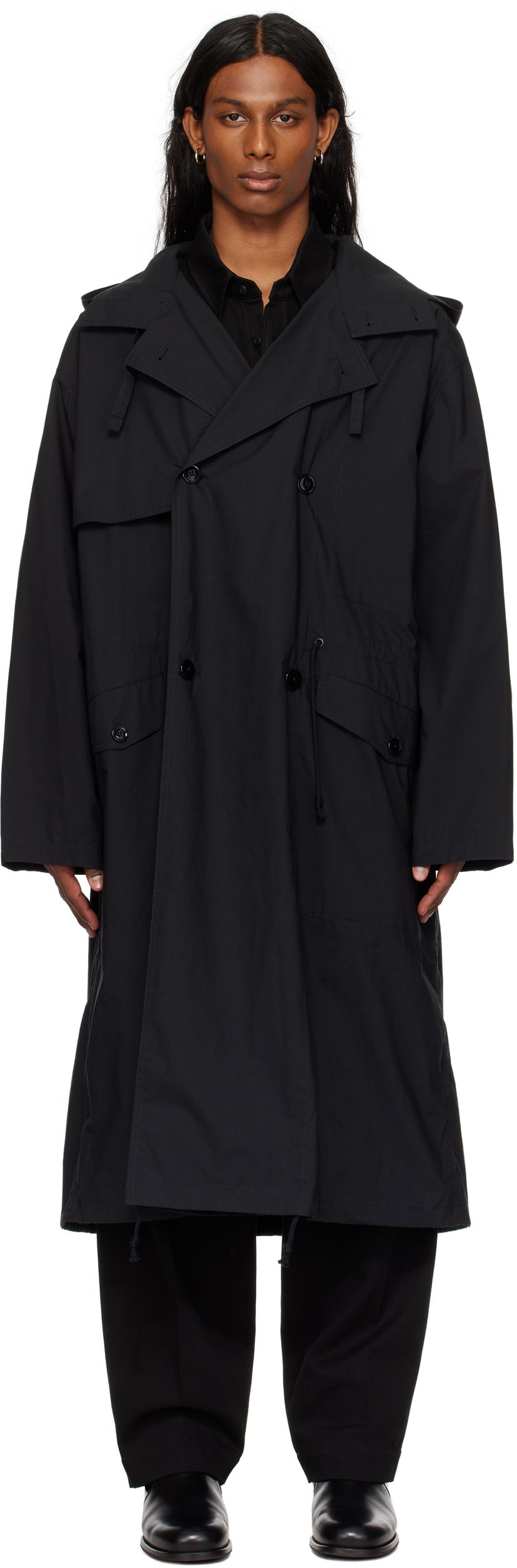 Дощовик LEMAIRE LEMAIRE Light Hooded Trench Coat чорний | CO1096 LF1371