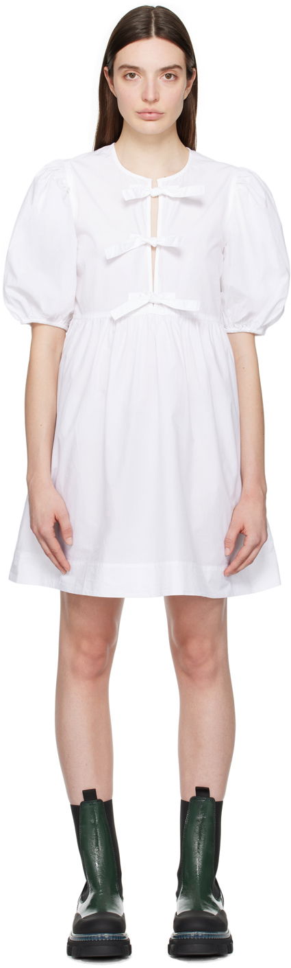 плаття GANNI Ganni Self-Tie Mini Dress білий | F9170