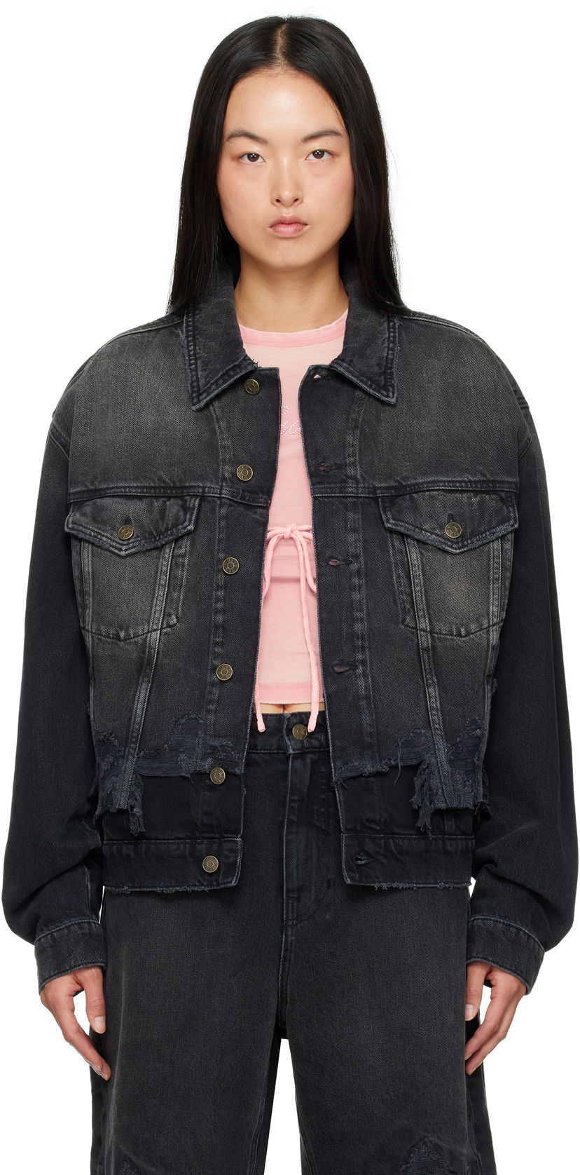 Куртка GUESS Distressed Denim Jacket чорний | M4BN50D57F3