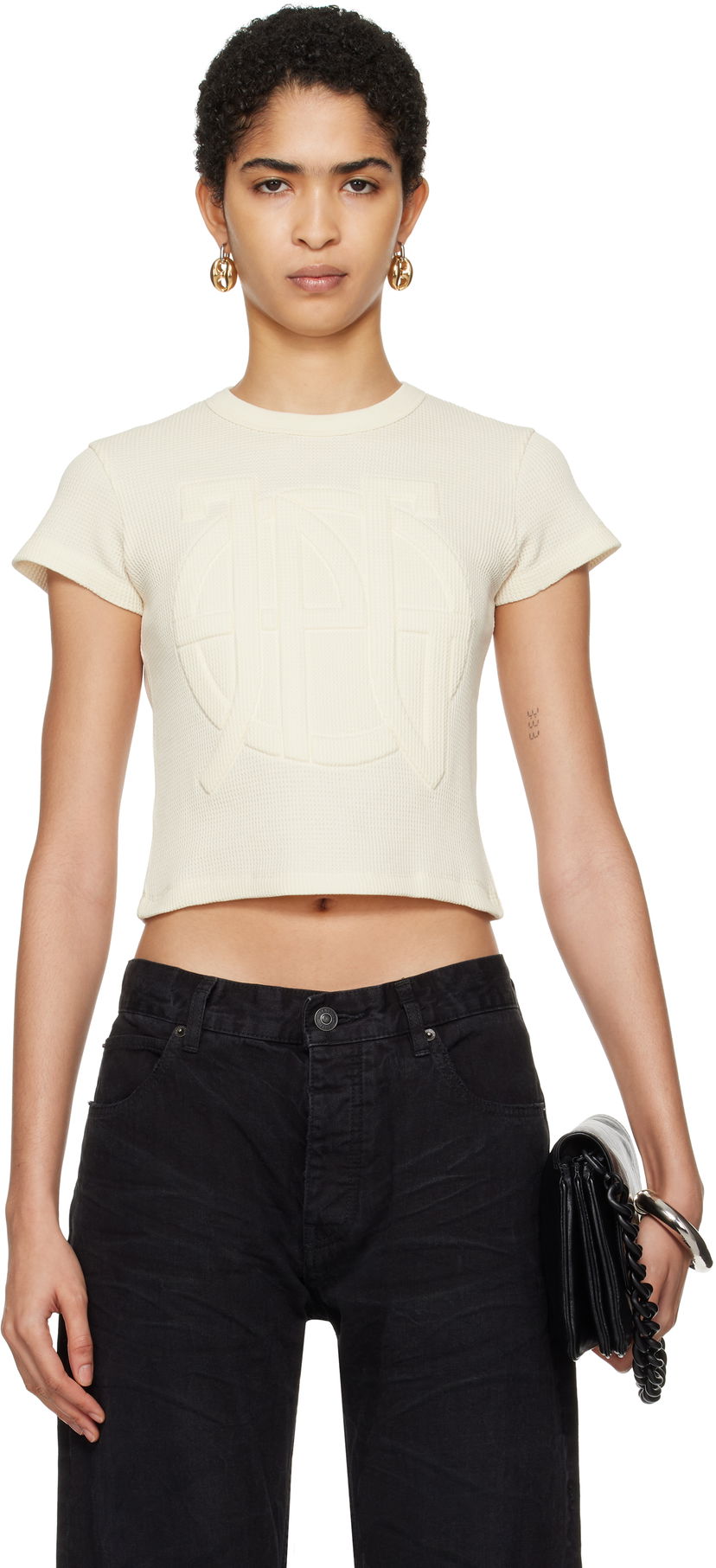 Кроп-топи Jean Paul Gaultier Jean Paul Gaultier 'The JPG' Cropped T-Shirt бежевий | 25/33-F-TS097E-J071-03