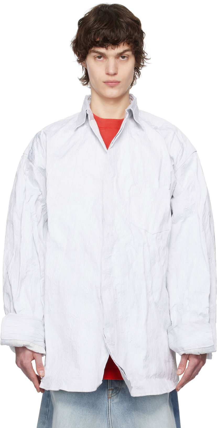 Сорочка VETEMENTS Vetements Runway Metalized Wrinkled Shirt білий | UA66SH110W