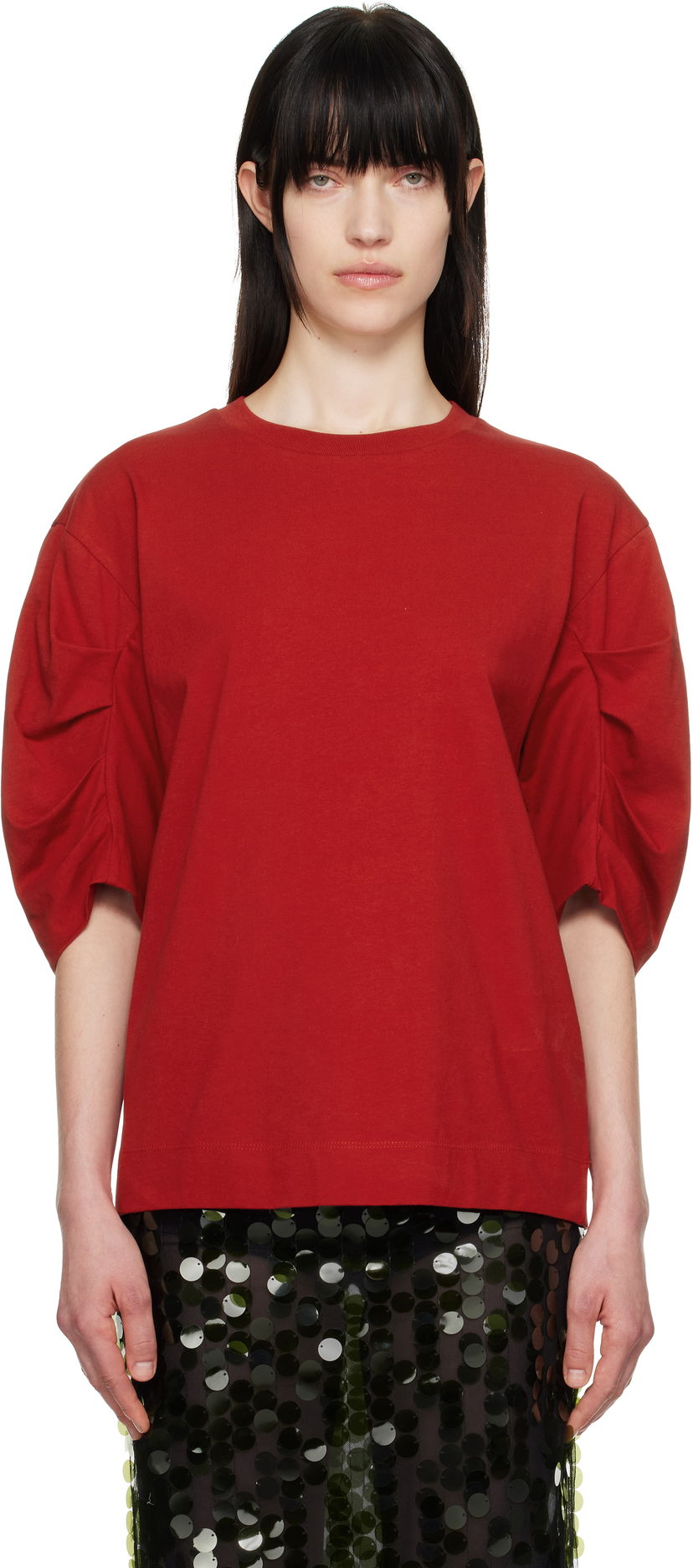 Футболка Dries Van Noten Dries Van Noten Pleated T-Shirt Червоний | 251-011141-1603