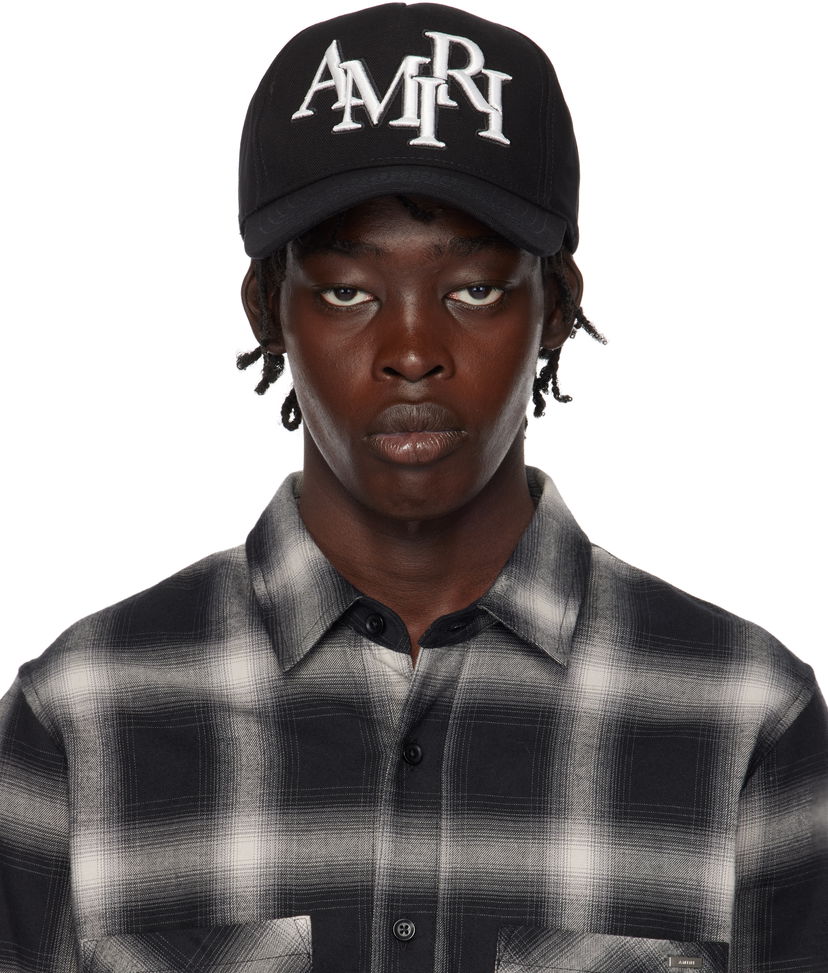 Кепка AMIRI Staggered Logo Canvas Cap чорний | AMHACP1039