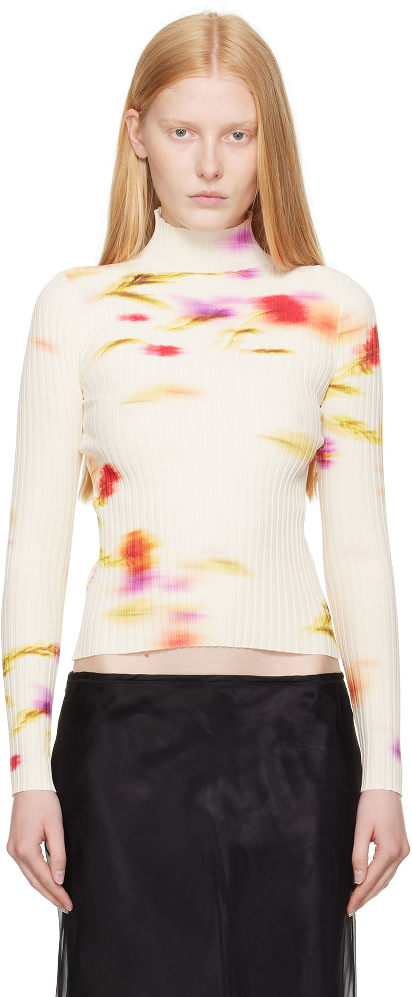 Cветр FERRAGAMO Ferragamo Blossom Print Turtleneck Top білий | 781156