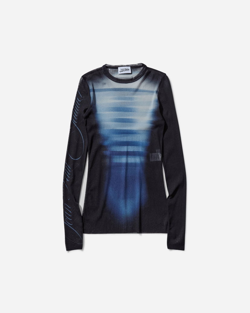 Футболка Jean Paul Gaultier Longsleeve Top with Sleeves Print чорний | 25-33-F-TO257-T576 595601