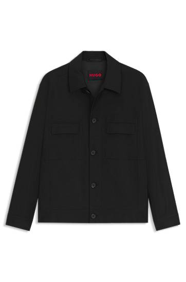 Куртка BOSS Slim-Fit Wool-Blend Twill Jacket чорний | 50547219