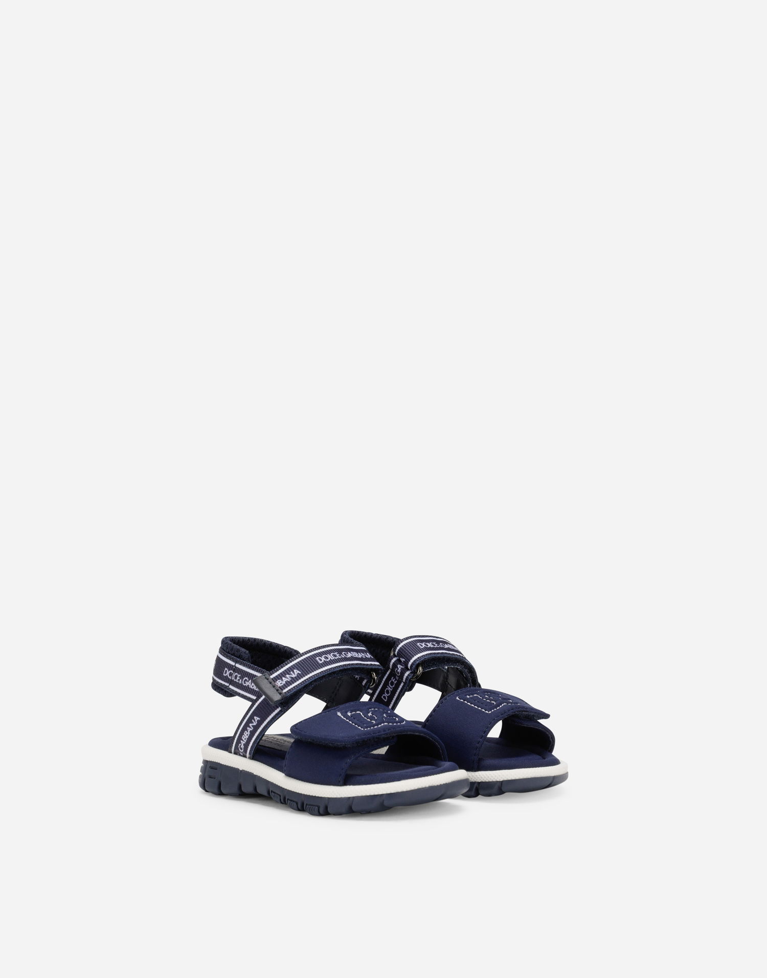 Кросівки та взуття Dolce & Gabbana Technical Fabric Sandals With DG Logo For First Steps темно-синій | DL0068AY2338D600, 1