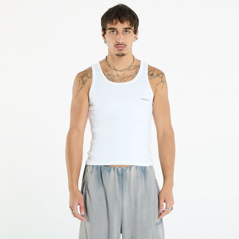 Безрукавка Off-White Off-White Bookish Rib Tank Top білий | OMUY006C99JER0020110