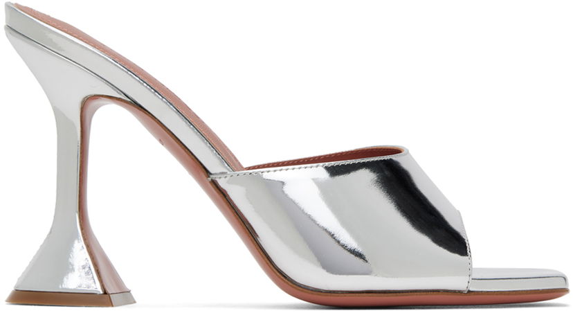 Аксесуари Amina Muaddi Amina Muaddi Lupita Slipper Heeled Sandals Металік | LUPITA SLIPPER CL MIRROR