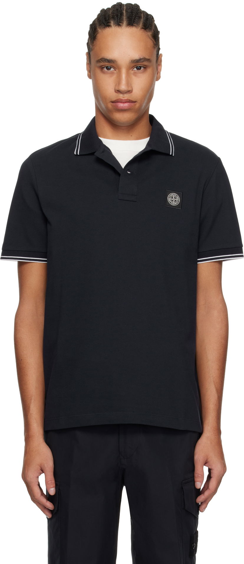 Сорочка поло Stone Island Stone Island Organic Cotton Elastane Piqué Polo темно-синій | K1S1522002SCS0018
