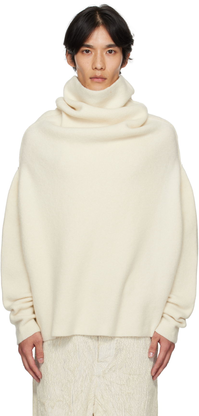 Cветр Rick Owens Rick Owens Concordians Shroud Cowl Neck Sweater білий | RU02E1692 KWP