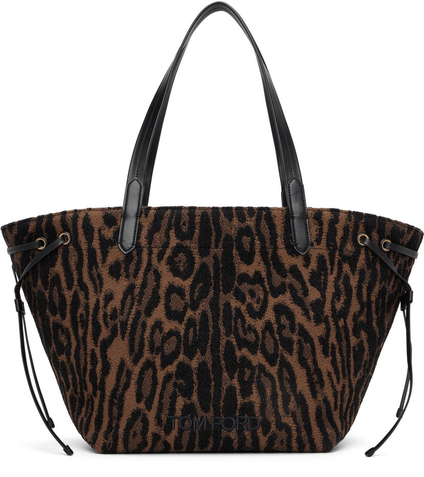 сумка-тоут Tom Ford Tom Ford Jacquard & Calfskin Large Tote Коричневий | L1876-TSY057G