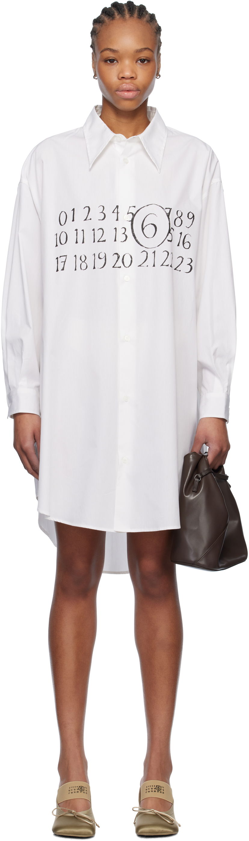 Сорочка Maison Margiela MM6 Maison Margiela Logo Poplin Shirt Minidress білий | S52CT0787 M35152