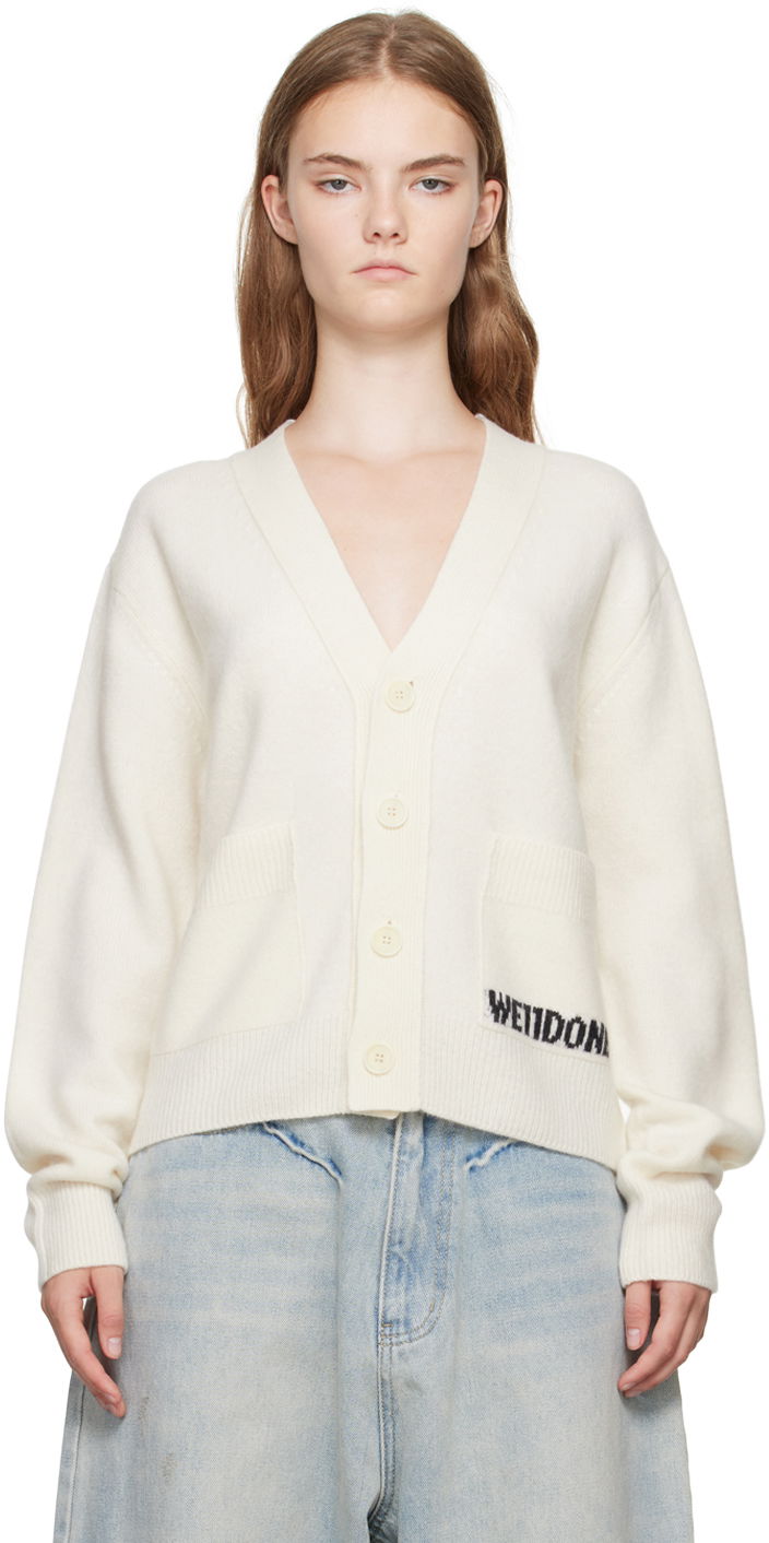Cветр We11done Jacquard-Logo  Cardigan білий | WD-KC3-23-621-U-IV
