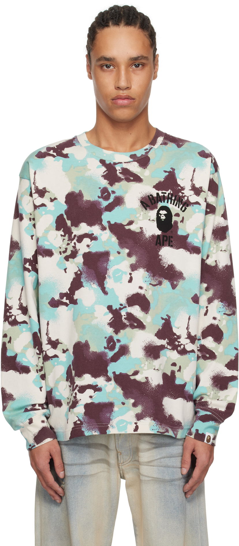Cветр BAPE A Bathing Ape Map Camo Long Sleeve T-Shirt Різнокольоровий | 001LTL301001M