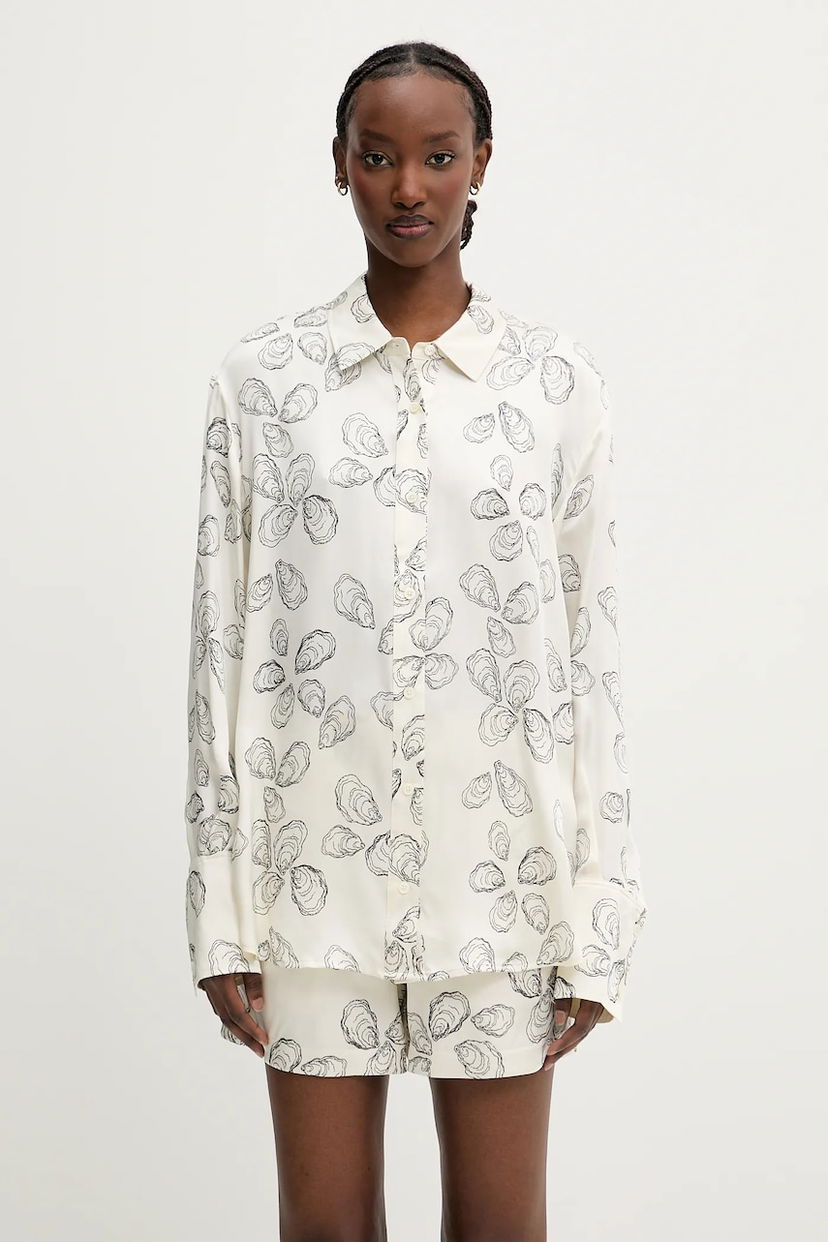 Сорочка Anine Bing Anine Bing Avalon Relaxed Silk Shirt білий | A.07.10545