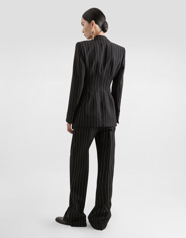 Штани Dolce & Gabbana Dolce & Gabbana Straight-Leg Pinstripe Wool Pants with Turn-Ups чорний | FTDBVTFR22MS8051, 2