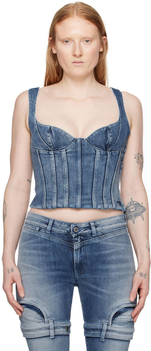 Безрукавка Off-White Blue Bustier Denim Tank Top Синій | OWYP007S24DEN0014000