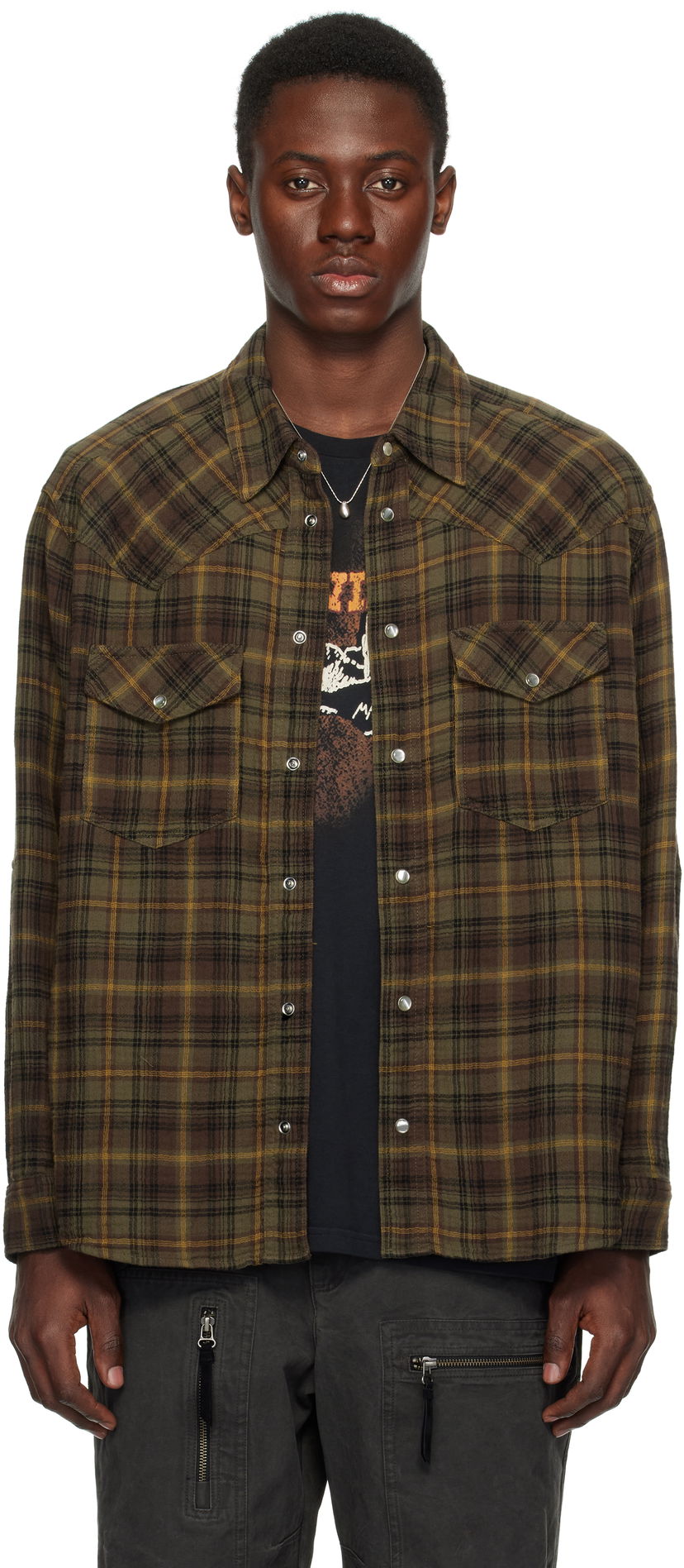 Сорочка ISABEL MARANT Isabel Marant Panema Plaid Shirt Зелений | 25PCH0225HA-C1I03H