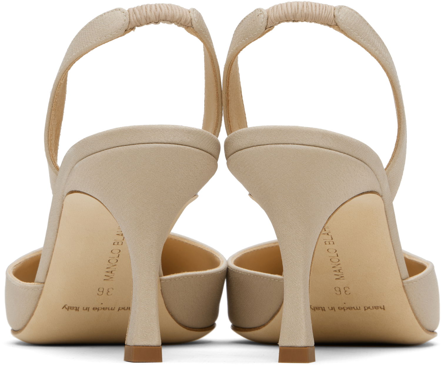 Аксесуари Manolo Blahnik Manolo Blahnik Carolyne 70 Slingback Heeled Sandals бежевий | 225-1891, 1