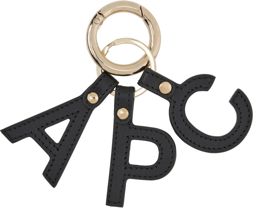 Брелоки A.P.C. A.P.C. Lettres 'A.P.C.' Leather Keychain чорний | PXAWV-F63656