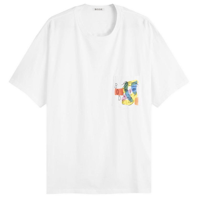 Футболка Bode Bode Portrait Pocket T-Shirt, Size Large білий | MRF25CS027