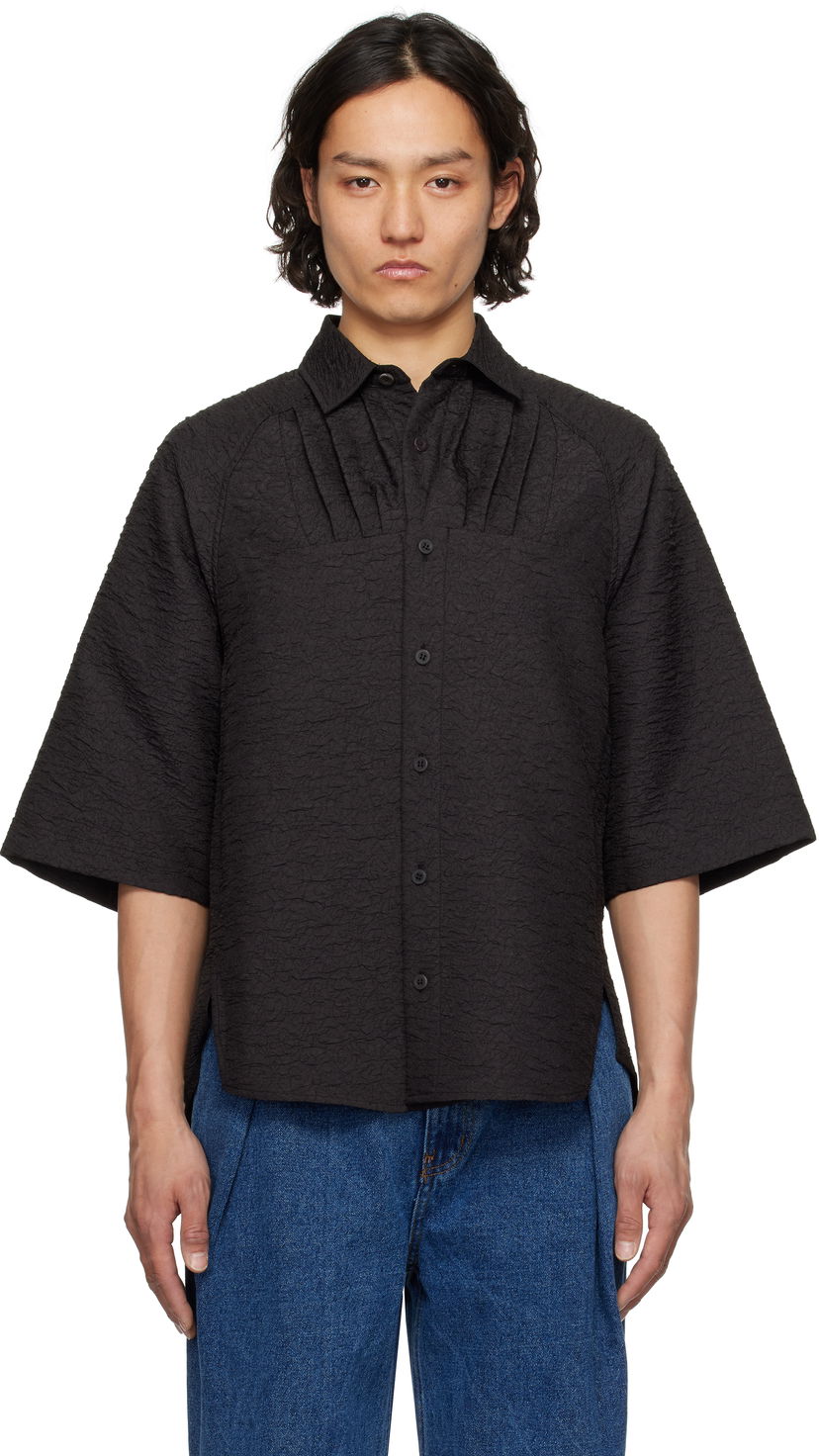 Сорочка ADER ERROR ADER error Product. 53 Textured Short Sleeve Shirt чорний | BO01SSSH0201BK